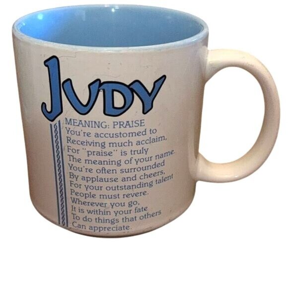 Judy Name Meaning Coffee Mug 3" Tall By 3" Diameter Marci G P.Pel Japan Ceramic - Picture 1 of 5